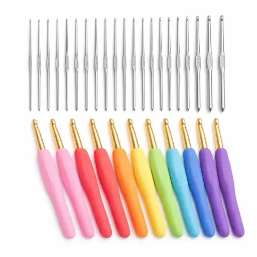[CM-1]  BEGINNER CROCHET HOOK SET 16 STEEL + 8 ALUMINIUM